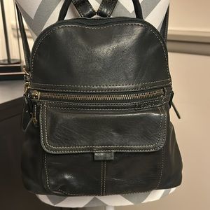 FOSSIL Black Pebbled Leather Backpack Shoulder Bag, ZB8975